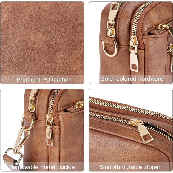 Telena Women Brown Trendy Vegan Leather Shoulder Handbags With Adjustable Strap - Picture 6 of 7